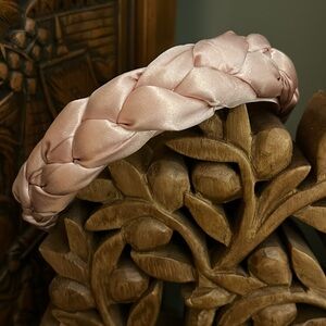 Blush pink silk braided headband